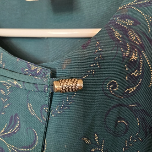 Vintage Pride & Joy Teal Paisley Kimono Blouse Tunic Size 12P Button Up Layering - Picture 4 of 12
